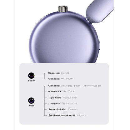 Handsfree Bluetooth Acefast H8, A2DP, ANC, Μωβ