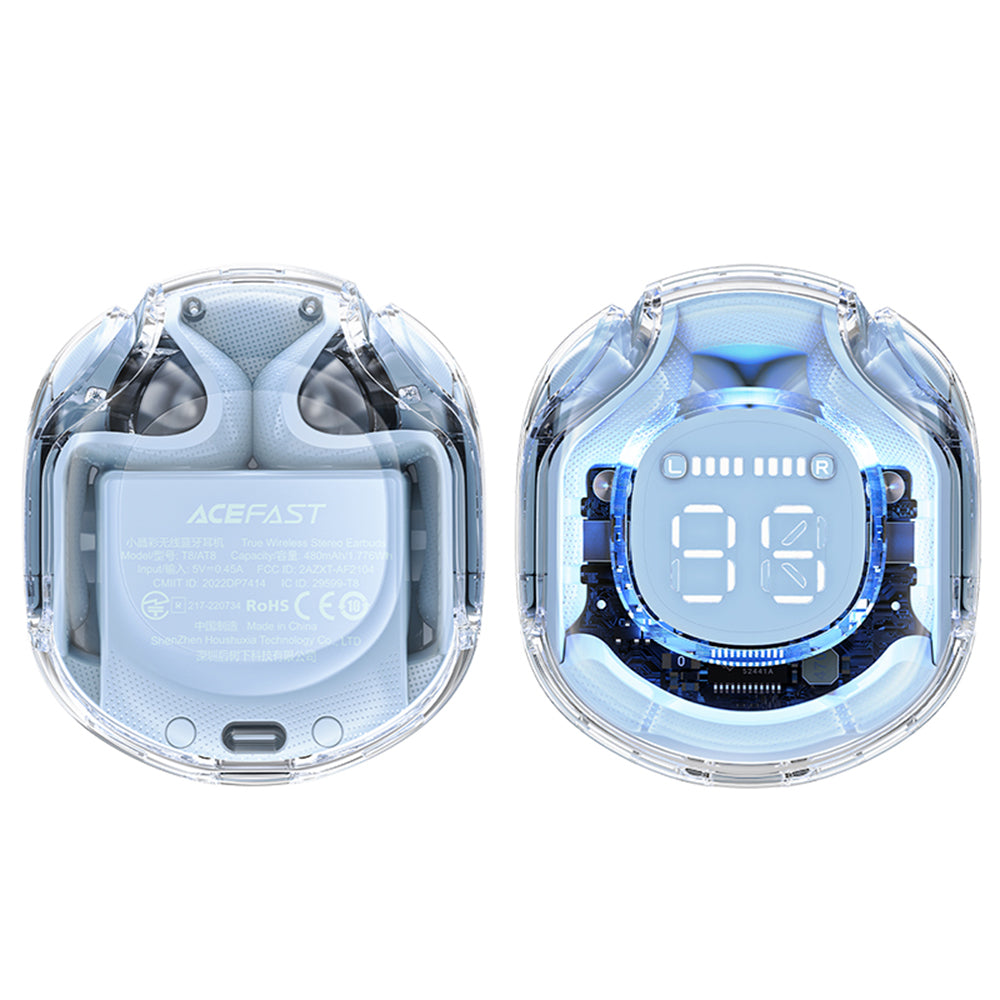 Handsfree Bluetooth Acefast T8, TWS, Μπλε