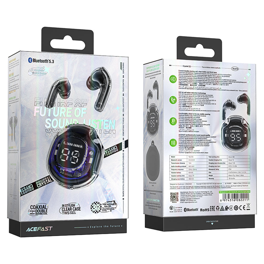 Handsfree Bluetooth Acefast T8, TWS, Μαύρο