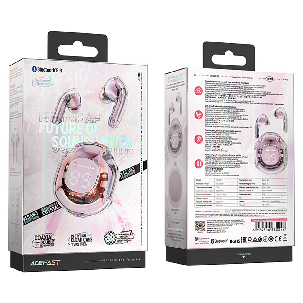 Handsfree Bluetooth Acefast T8, TWS, Ροζ