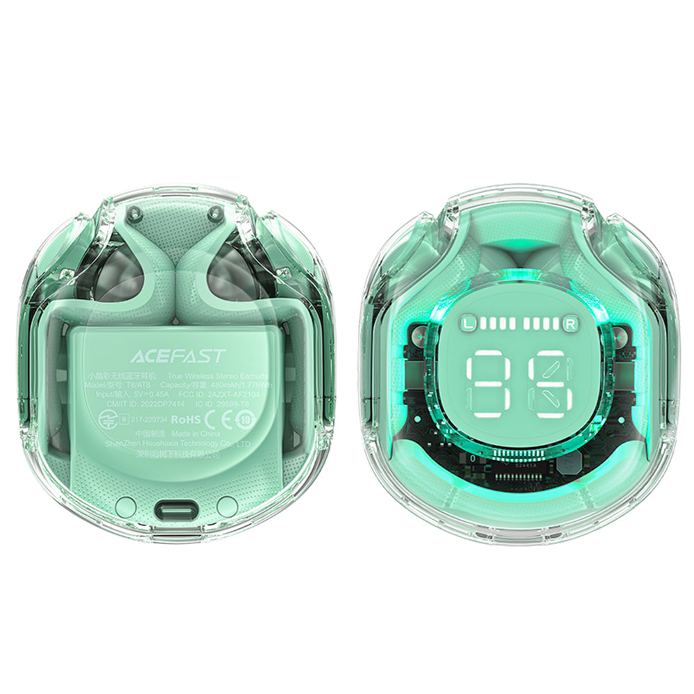 Handsfree Bluetooth Acefast T8, TWS, Πράσινο