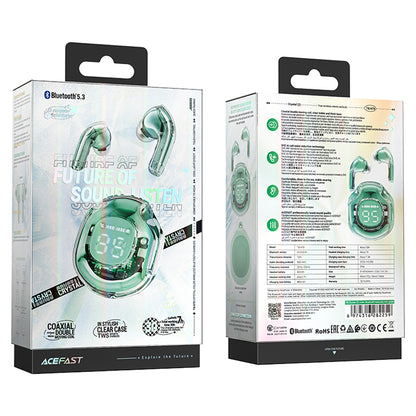 Handsfree Bluetooth Acefast T8, TWS, Πράσινο