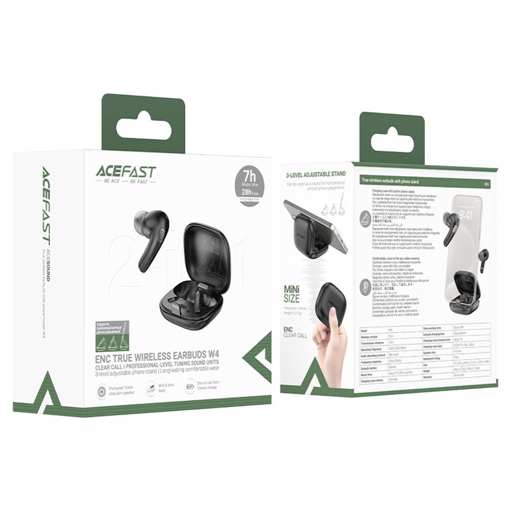 Handsfree Bluetooth Acefast W4, TWS, Μαύρο