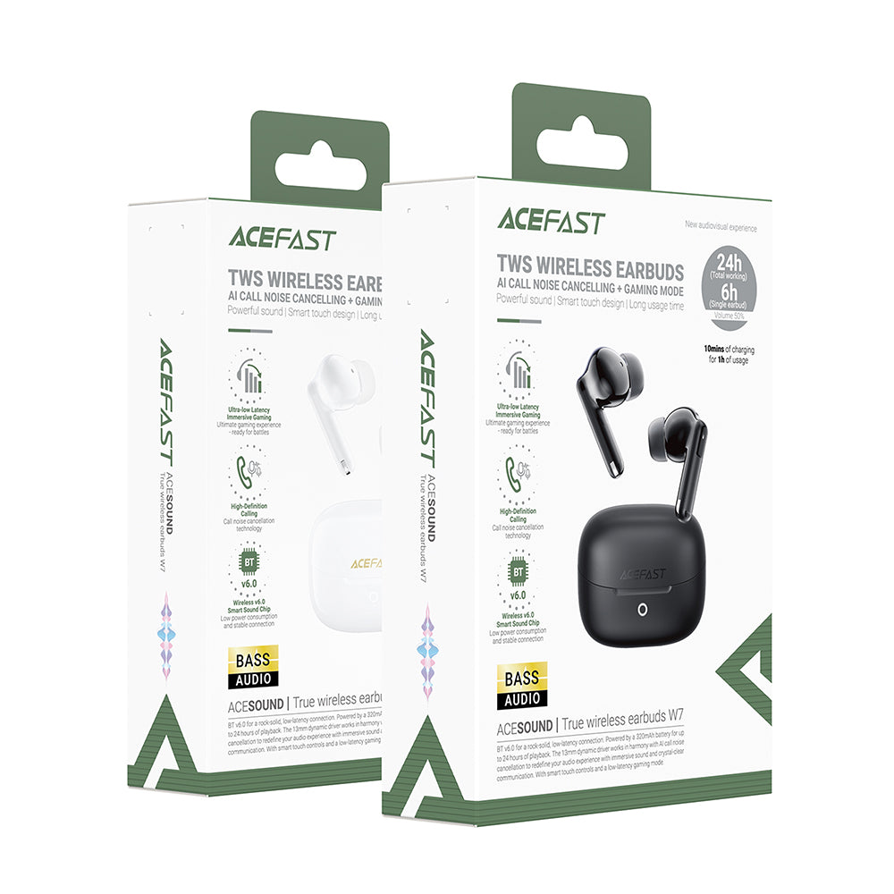 Handsfree Bluetooth Acefast W7, TWS, Μαύρο