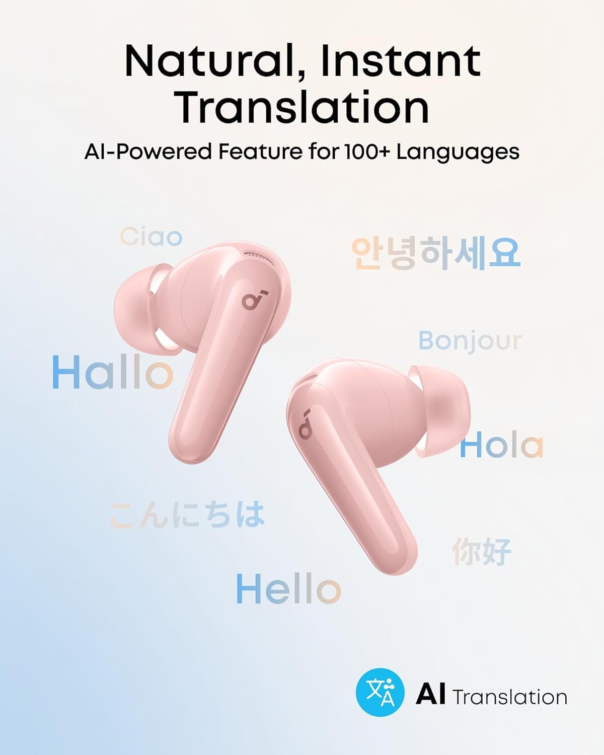 Handsfree Bluetooth Anker SoundCore R60i, TWS, ANC, Ροζ D1202G51