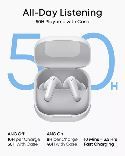Ασύρματα ακουστικά Bluetooth Anker Soundcore R60i, TWS, ANC, Λευκό D1202G21