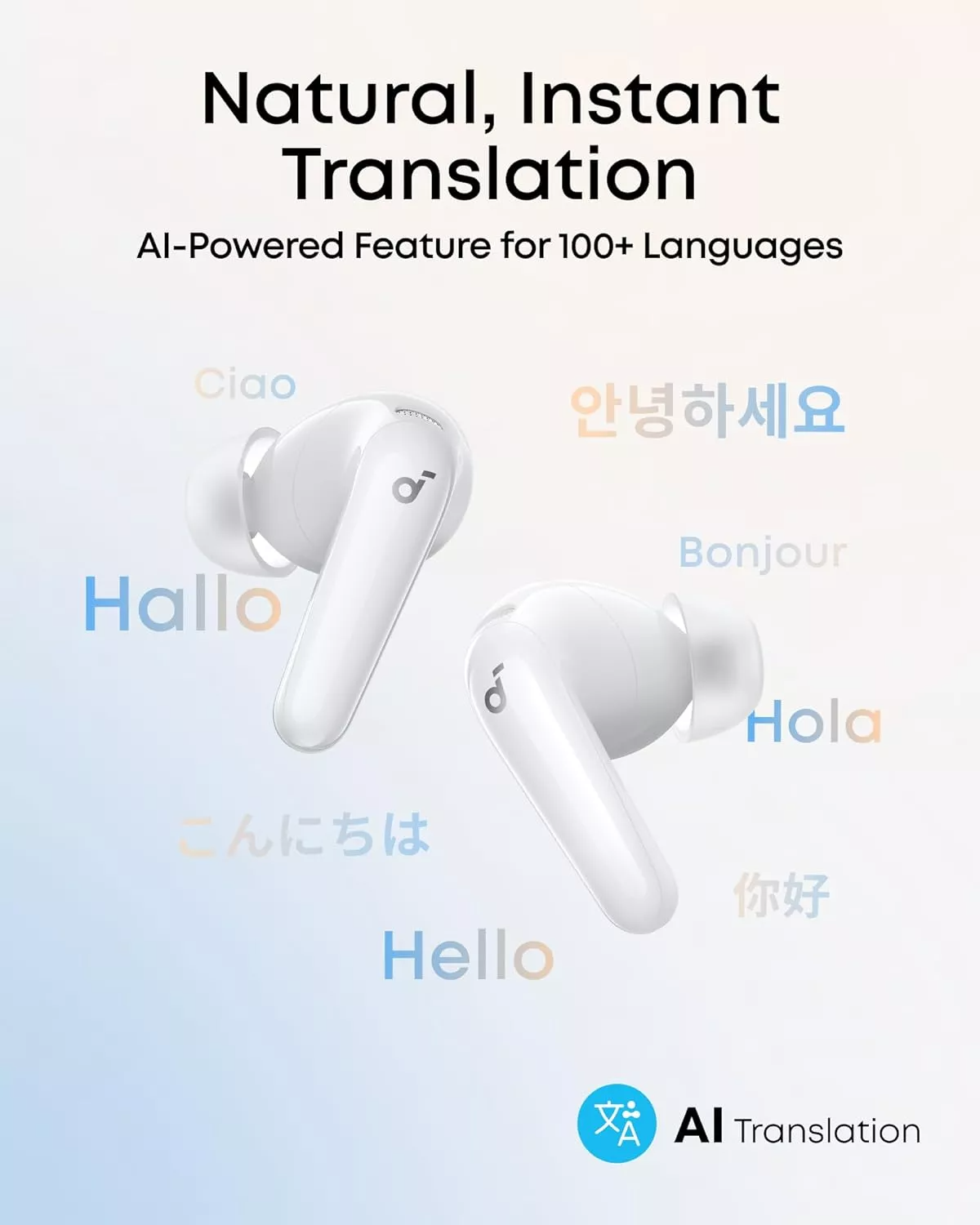 Ασύρματα ακουστικά Bluetooth Anker Soundcore R60i, TWS, ANC, Λευκό D1202G21