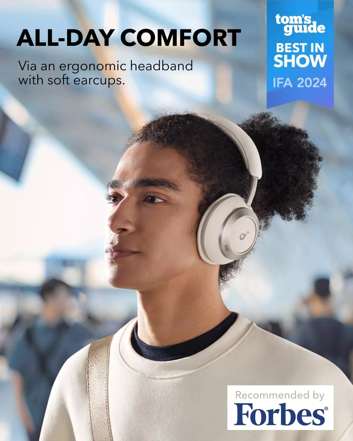 Ασύρματο Handsfree Bluetooth Anker SoundCore Space One Pro, A2DP, ANC, Λευκό A3062G21