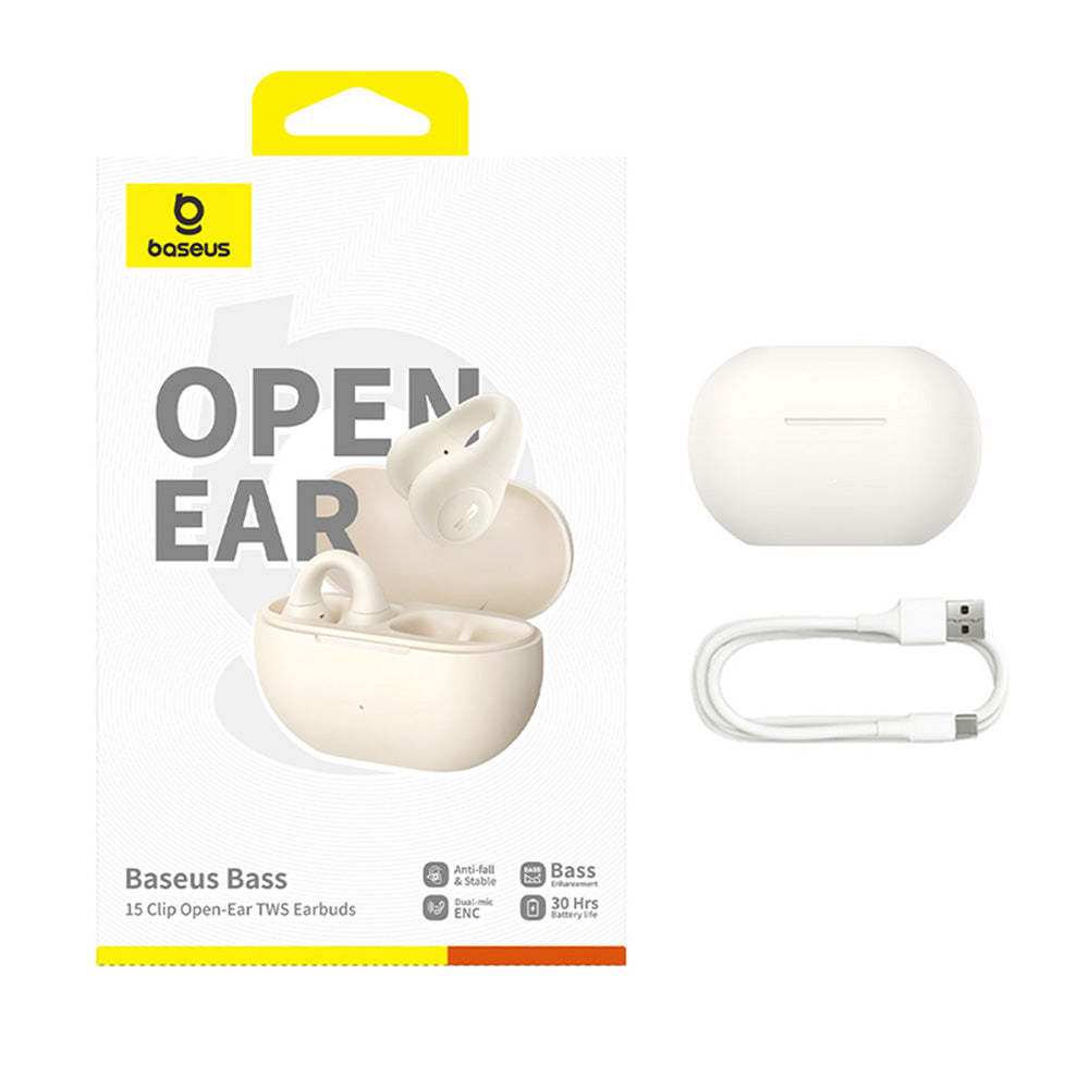 Handsfree Bluetooth Baseus Bass 15 Clip, TWS, Λευκό A00079500223-00