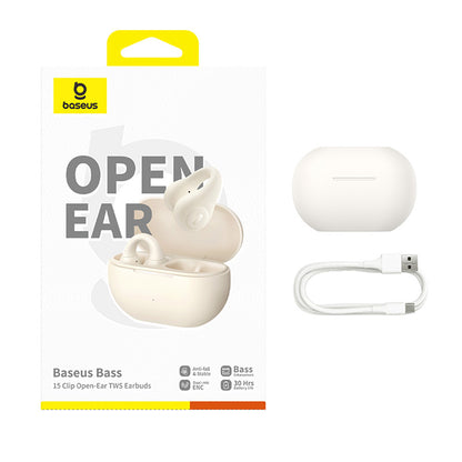 Handsfree Bluetooth Baseus Bass 15 Clip, TWS, Λευκό A00079500223-00