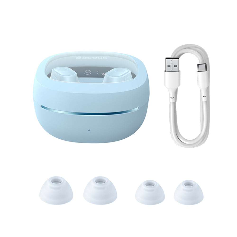 Handsfree Bluetooth Baseus WM02+, TWS, Μπλε NGTW370303