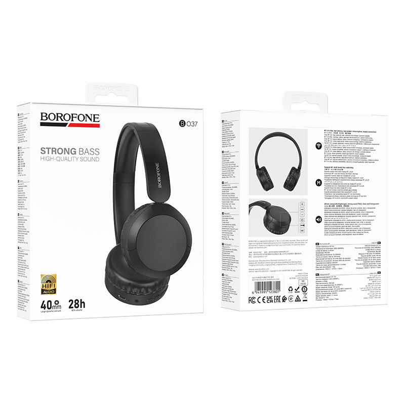 Ασύρματο Bluetooth Handsfree Borofone BO37 Marvellous, A2DP, Μαύρο
