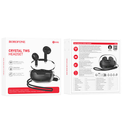 Handsfree Bluetooth Borofone BW46 Ice Flake, TWS, Μαύρο