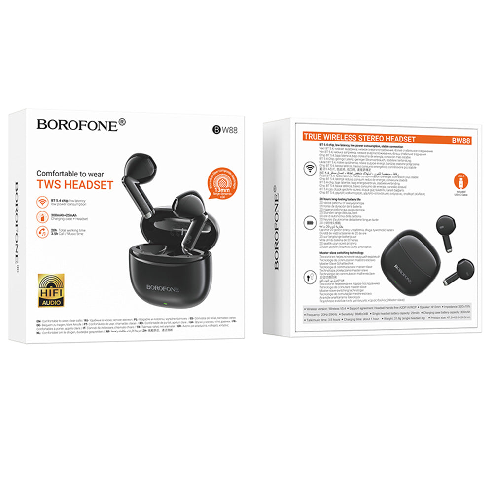 Ασύρματα ακουστικά Bluetooth Borofone BW88 Deep Rhyme, TWS, Μαύρο