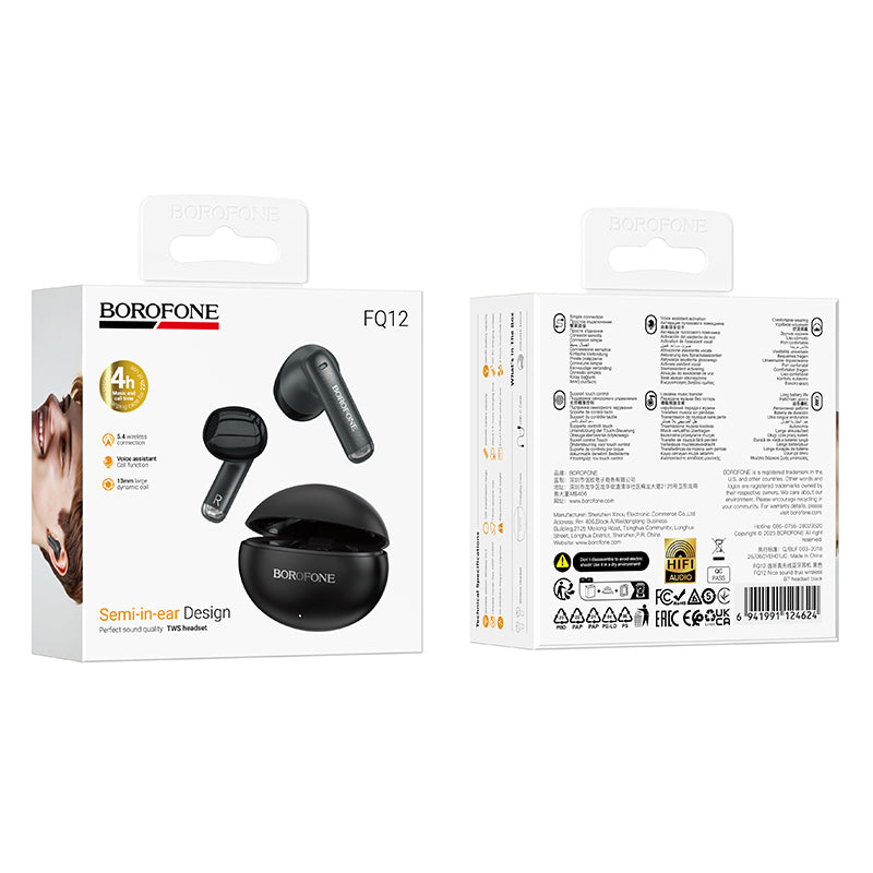 Borofone FQ12 Nice Bluetooth Handsfree, TWS, Black