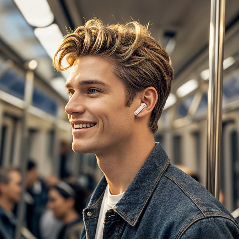 Handsfree Bluetooth Borofone FQ7 Treasure, TWS, ANC, MultiPoint, Λευκό