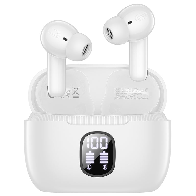 Handsfree Bluetooth Borofone FQ7 Treasure, TWS, ANC, MultiPoint, Λευκό