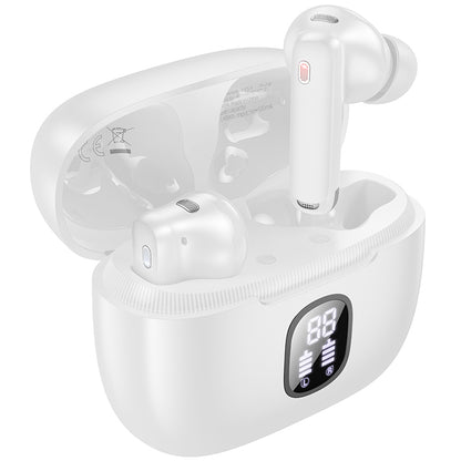 Handsfree Bluetooth Borofone FQ7 Treasure, TWS, ANC, MultiPoint, Λευκό