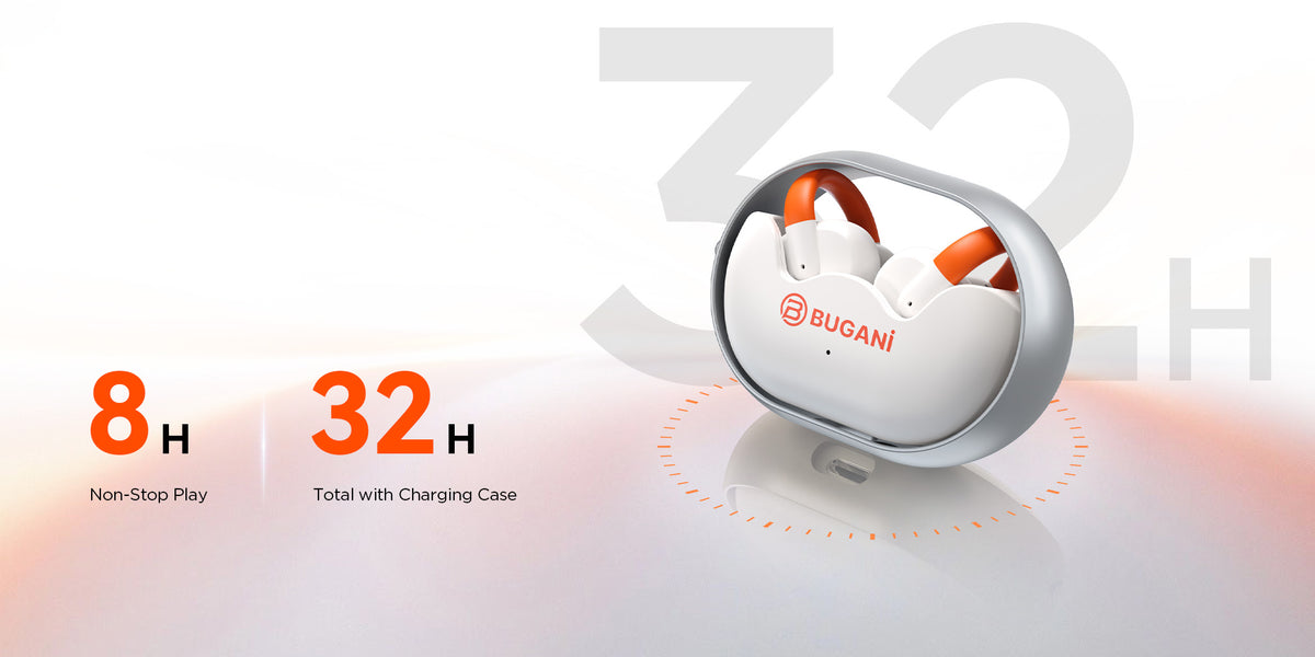 Ασύρματο ακουστικό Bluetooth Bugani Clip B21, TWS, Λευκό