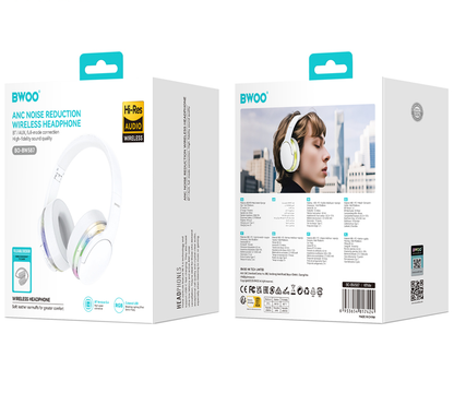 Ασύρματα ακουστικά Bluetooth BWOO BO-BW587, A2DP, ANC, Λευκό
