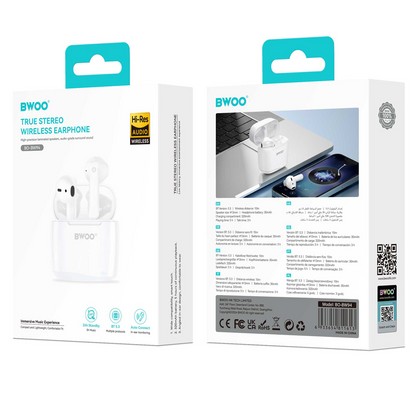 Ασύρματα ακουστικά Bluetooth BWOO BW94, TWS, Λευκό