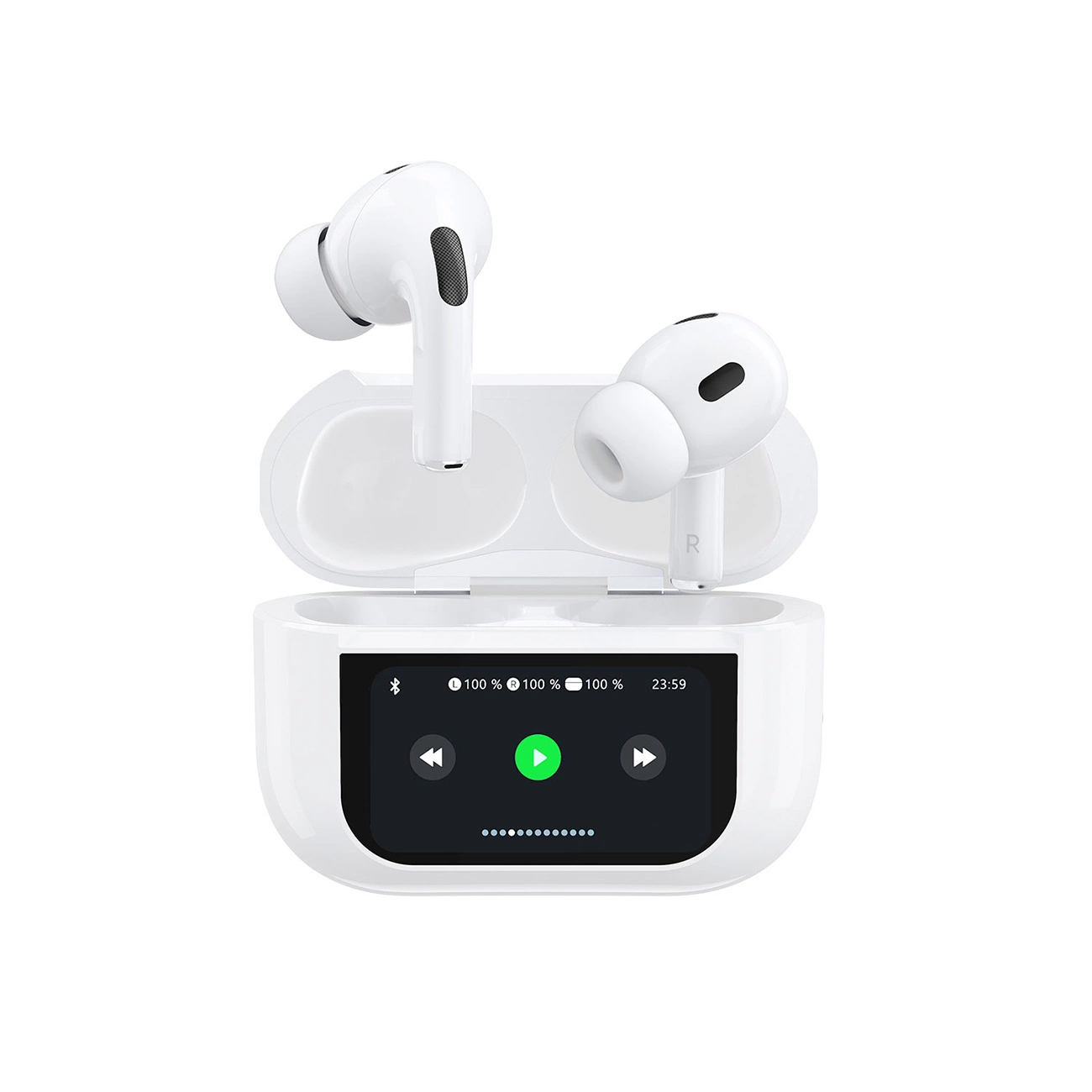 Ακουστικό Bluetooth Dudao U19 Display, TWS, Λευκό, Επανασφραγισμένο