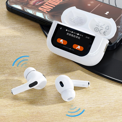 Ακουστικό Bluetooth Dudao U19 Display, TWS, Λευκό, Επανασφραγισμένο