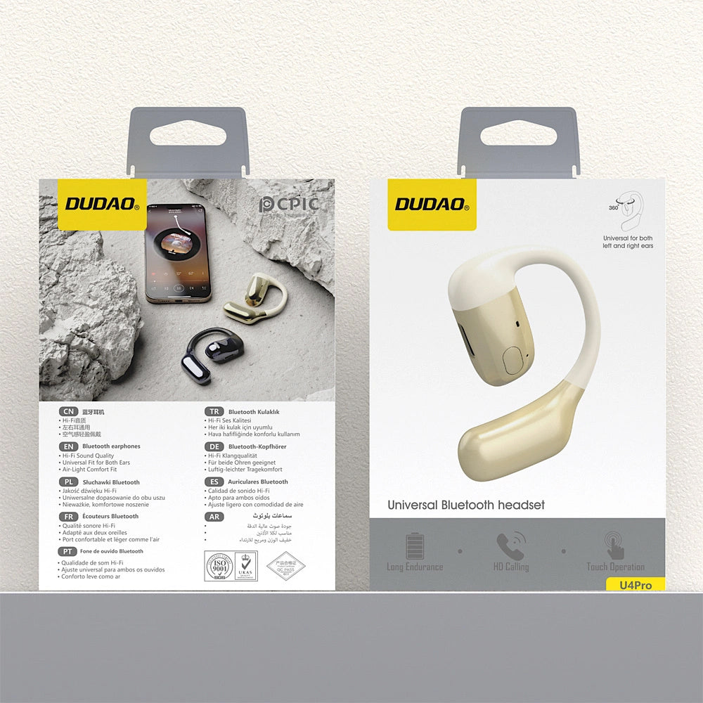 Handsfree Bluetooth Dudao U4Pro, A2DP, Χρυσό Μπεζ
