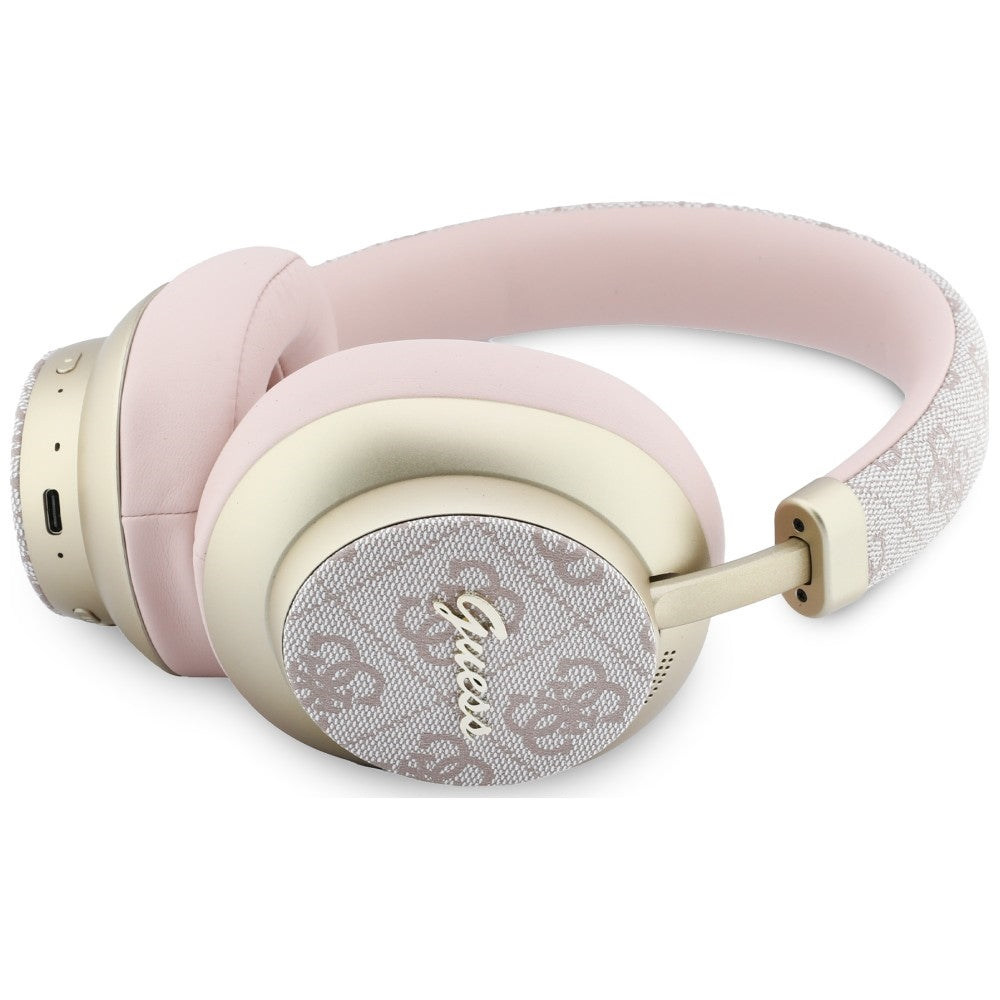 Handsfree Bluetooth Guess 4G Gold Script Metal, A2DP, Ροζ
