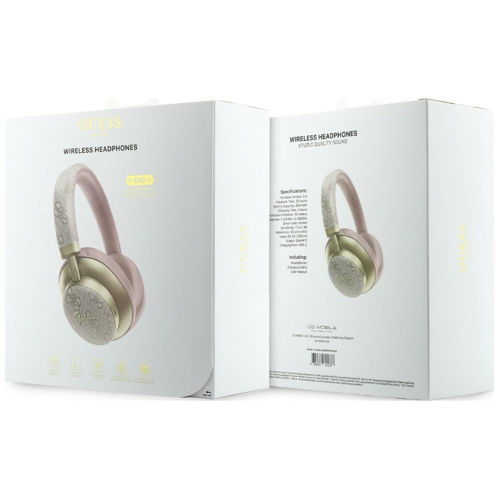 Handsfree Bluetooth Guess 4G Gold Script Metal, A2DP, Ροζ