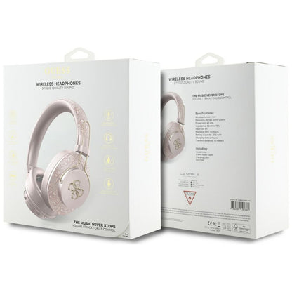 Handsfree Bluetooth Guess 4G Metal Logo, A2DP, Ροζ