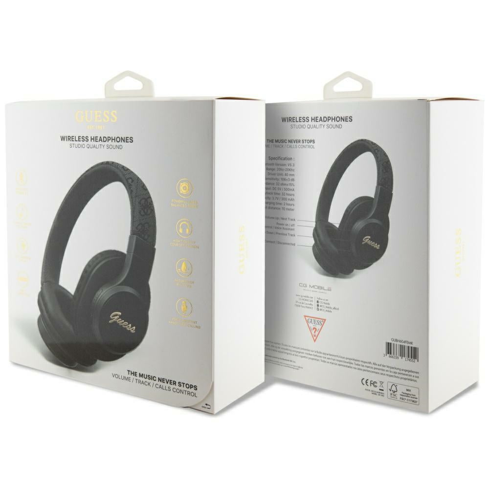 Handsfree Bluetooth Guess 4G Tone on Tone Script Logo, A2DP, Μαύρο