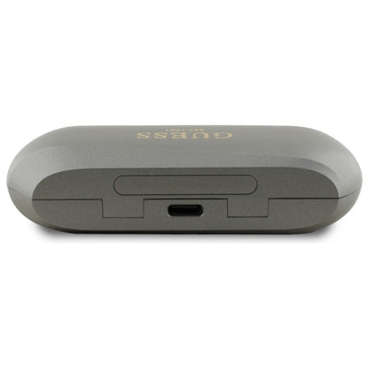Handsfree Bluetooth Guess Elongated Metallic Printed Logo, TWS, Γκρι