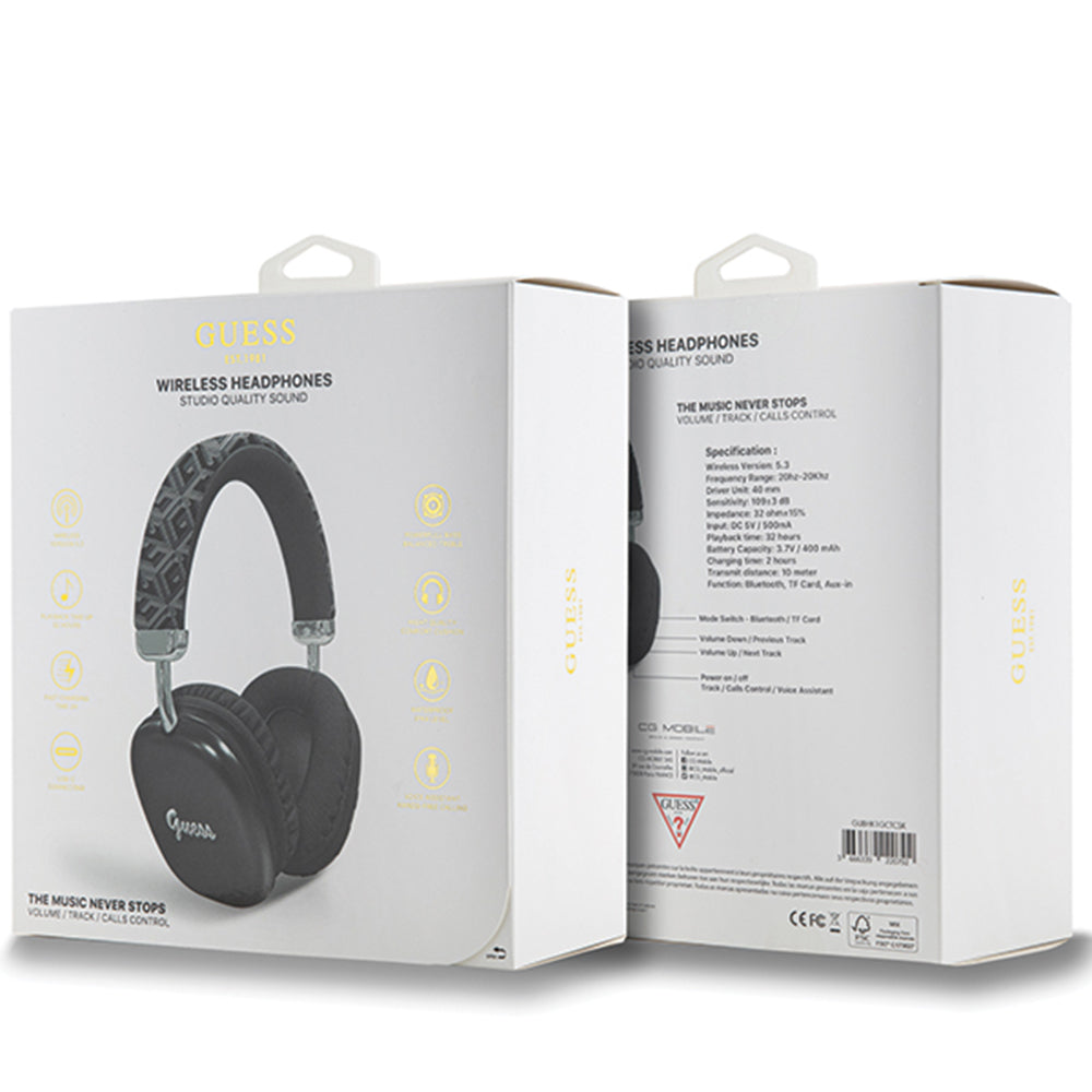 Handsfree Bluetooth Guess GCube Metallic Script Logo, A2DP, Μαύρο