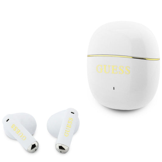 Handsfree Bluetooth Guess Glossy Gold Line Classic, TWS, Λευκό