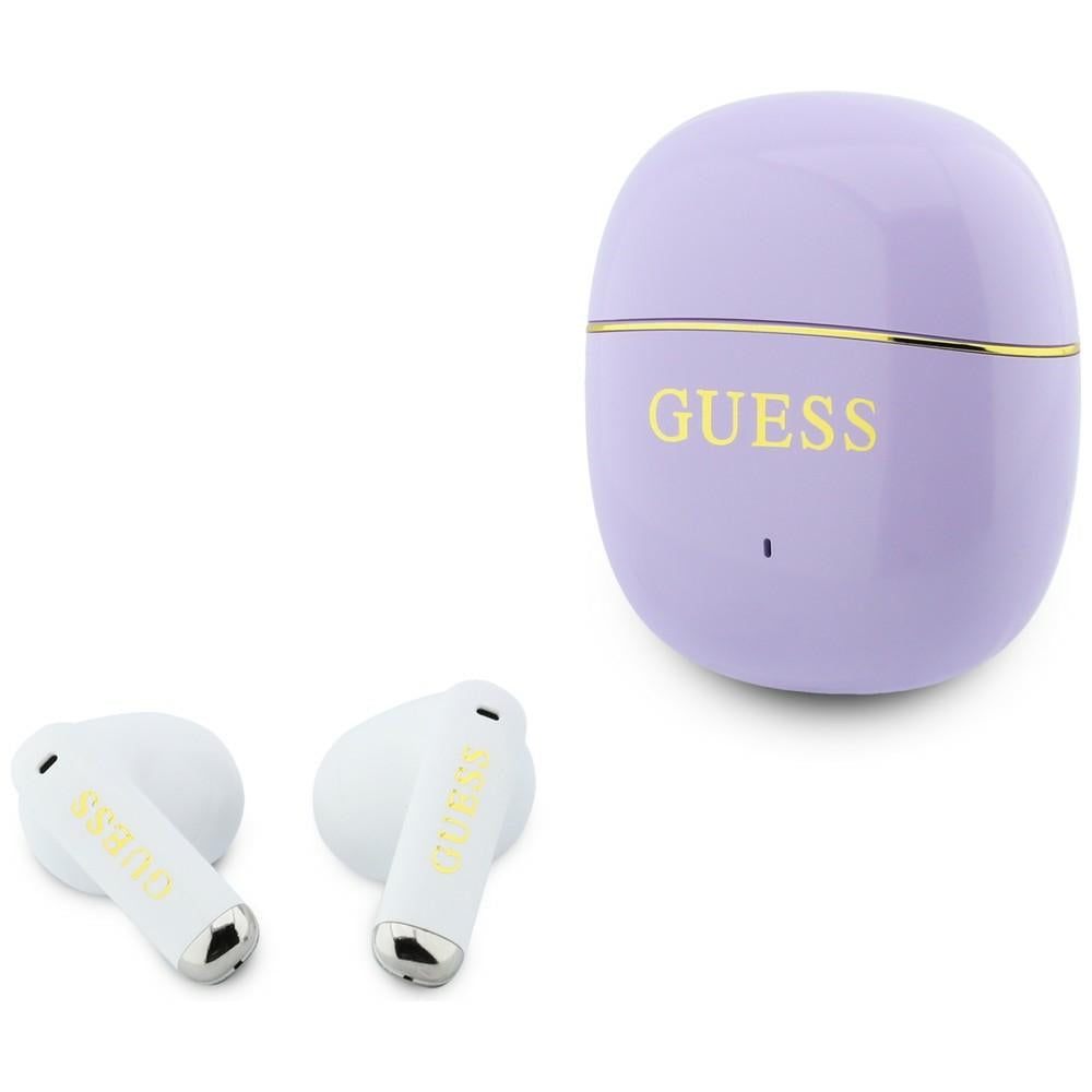 Ασύρματο ακουστικό Bluetooth Guess Glossy Gold Line Classic, TWS, Μωβ