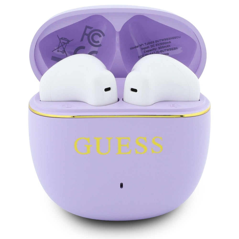 Ασύρματο ακουστικό Bluetooth Guess Glossy Gold Line Classic, TWS, Μωβ