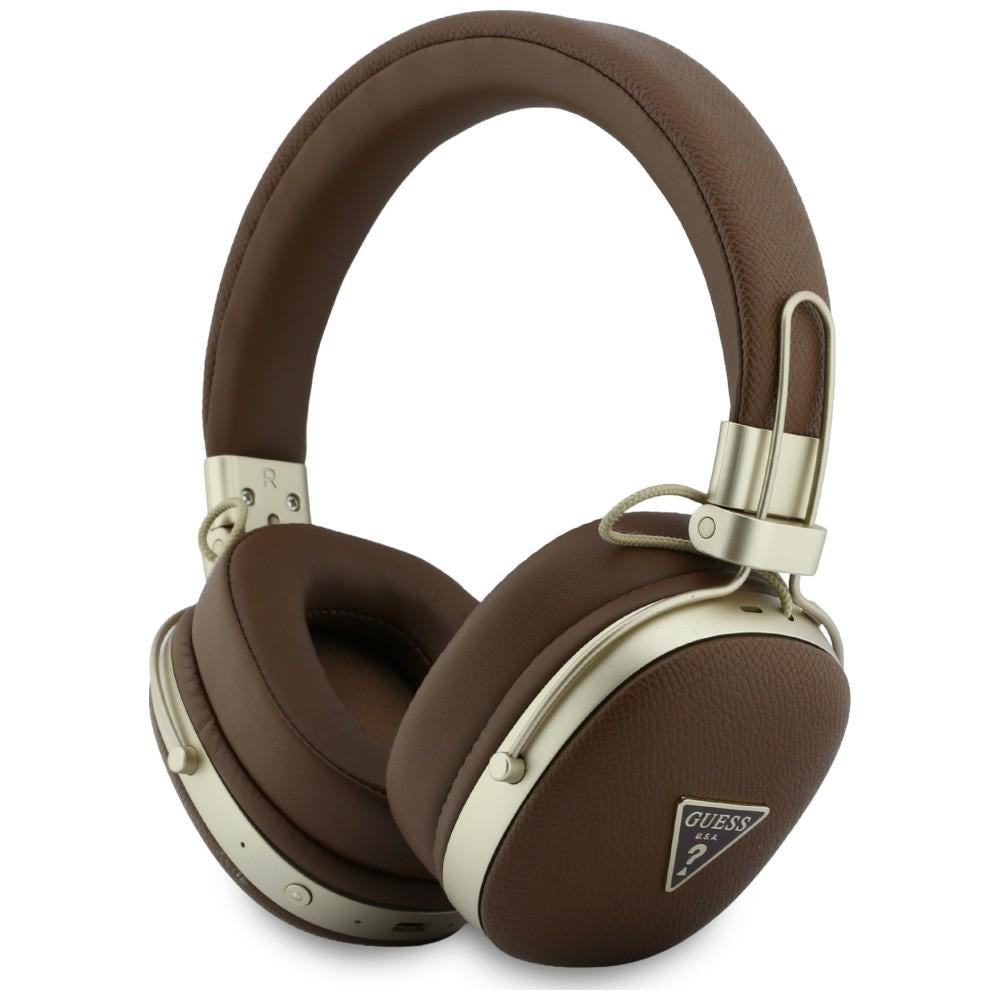 Handsfree Bluetooth Guess με ανάγλυφο τρίγωνο λογότυπο, A2DP, Καφέ