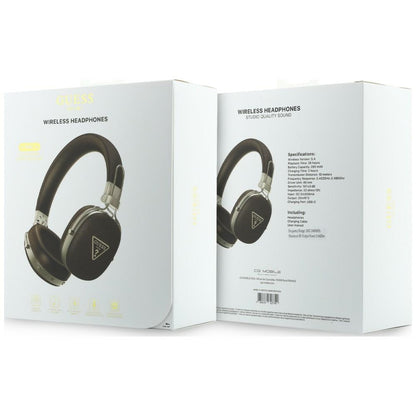 Handsfree Bluetooth Guess με ανάγλυφο τρίγωνο λογότυπο, A2DP, Καφέ