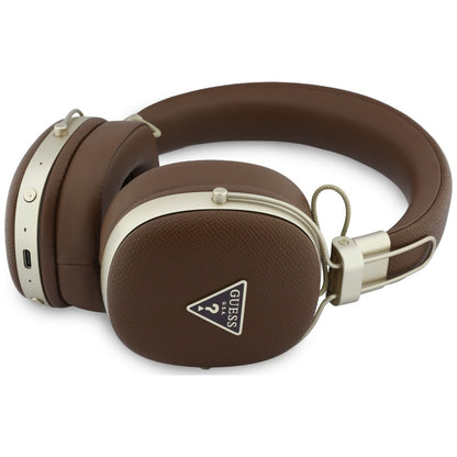 Handsfree Bluetooth Guess με ανάγλυφο τρίγωνο λογότυπο, A2DP, Καφέ