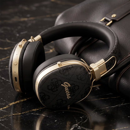 Ασύρματα ακουστικά Bluetooth Guess Metal 4G Script Logo, A2DP, Καφέ