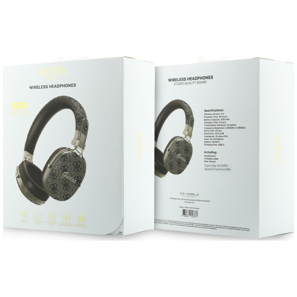 Ασύρματα ακουστικά Bluetooth Guess Metal 4G Script Logo, A2DP, Καφέ