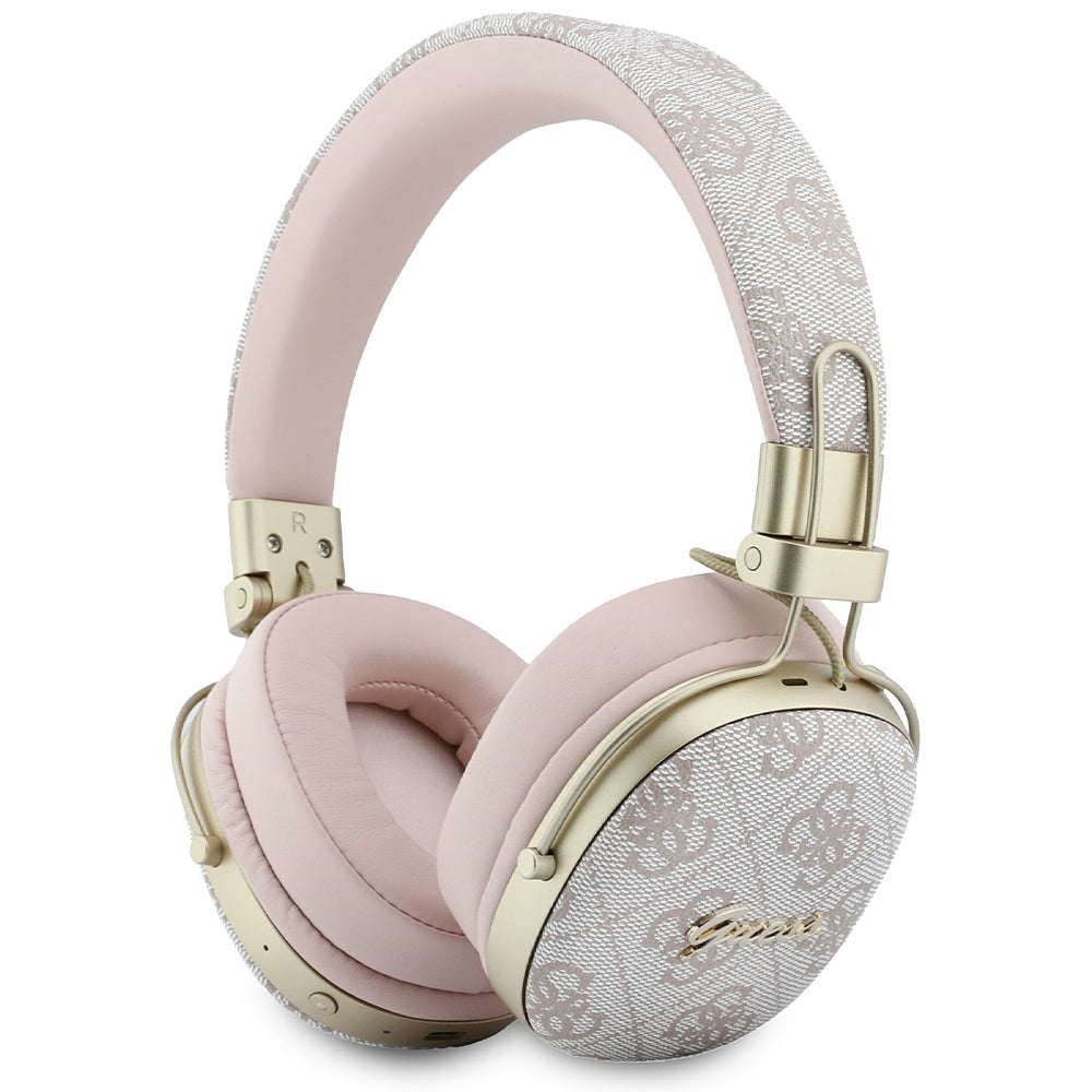 Ασύρματα ακουστικά Bluetooth Guess Metal 4G Script Logo, A2DP, Ροζ