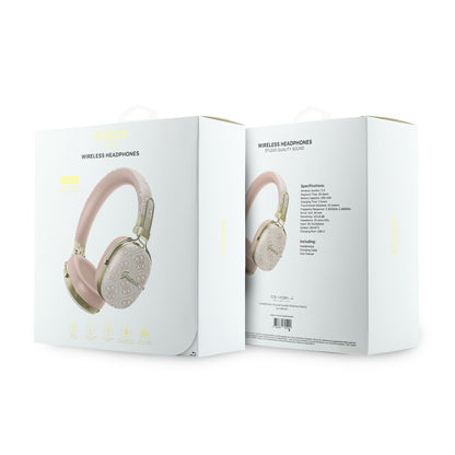 Ασύρματα ακουστικά Bluetooth Guess Metal 4G Script Logo, A2DP, Ροζ