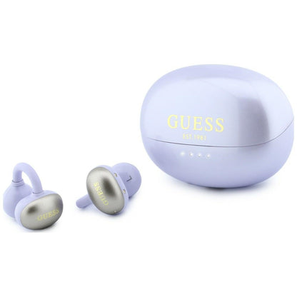 Handsfree Bluetooth Guess Μεταλλικό Φινίρισμα Ηλεκτροπλασμένα Μέρη Κλασικό, TWS, Μωβ
