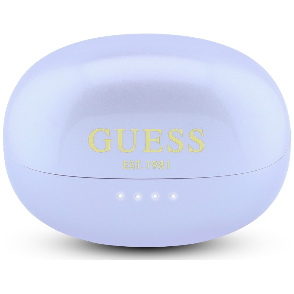 Handsfree Bluetooth Guess Μεταλλικό Φινίρισμα Ηλεκτροπλασμένα Μέρη Κλασικό, TWS, Μωβ