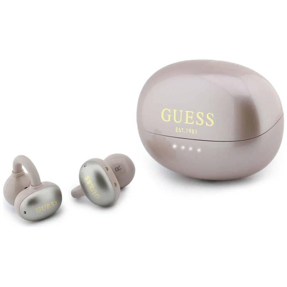 Handsfree Bluetooth Guess Μεταλλικό Φινίρισμα Ηλεκτροπλασμένα Μέρη Κλασικό, TWS, Ροζ