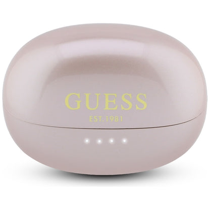 Handsfree Bluetooth Guess Μεταλλικό Φινίρισμα Ηλεκτροπλασμένα Μέρη Κλασικό, TWS, Ροζ