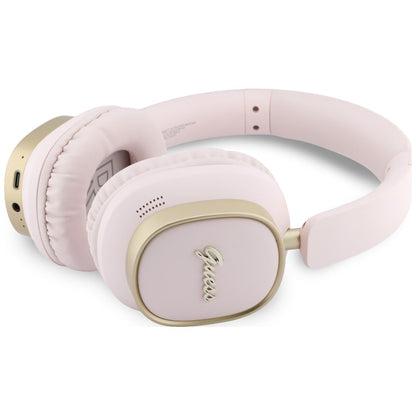 Ασύρματα ακουστικά Bluetooth Guess Rectangle Metal Script, A2DP, Ροζ