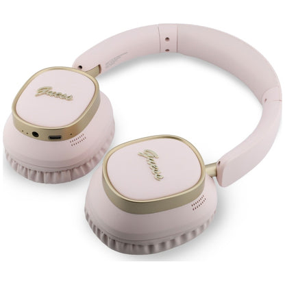Ασύρματα ακουστικά Bluetooth Guess Rectangle Metal Script, A2DP, Ροζ